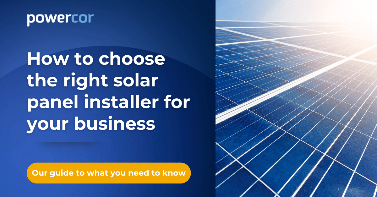 Solar panels on a roof linked to a blog about how to find the right solar panel installer for your business