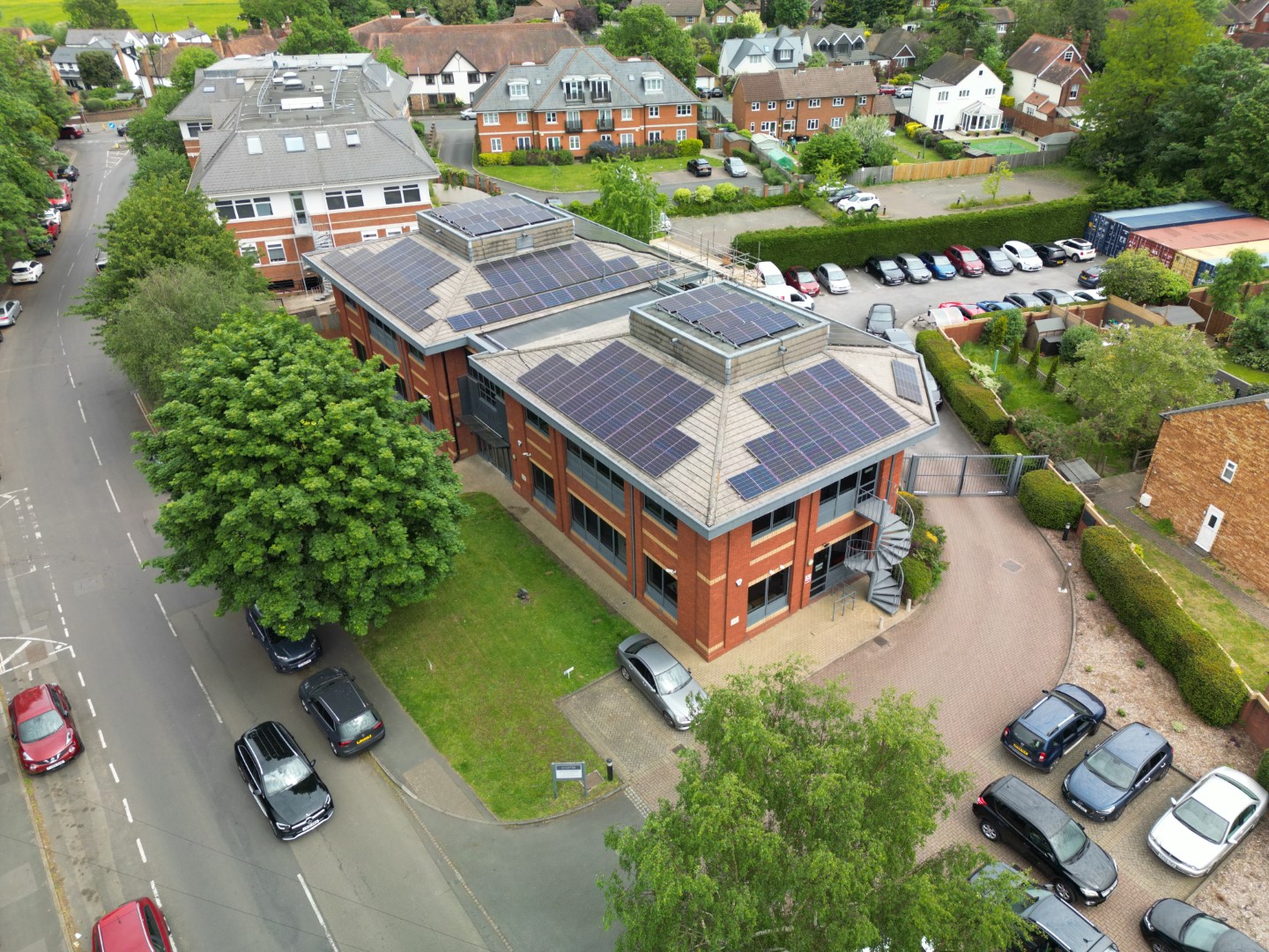 Solar power and panel installation by Powercor at the offices of Krome Technologies in Chertsey, Surrey