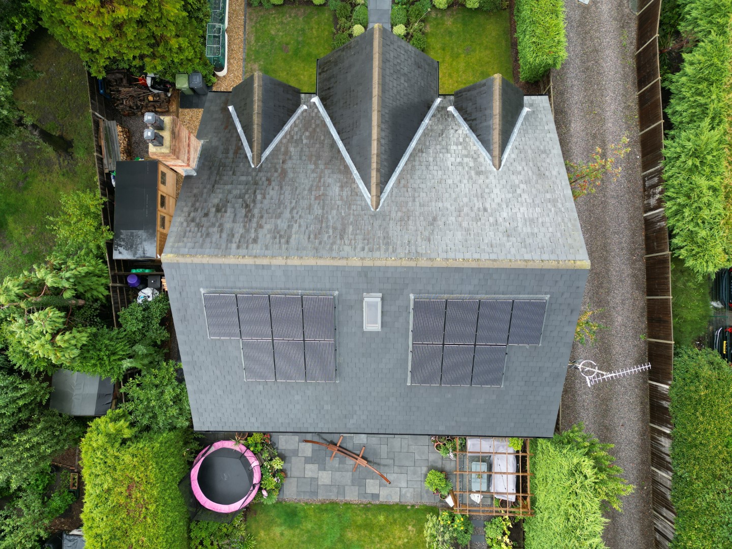 Solar power and panel installation by Powercor at a residential property in Pirbright, Surrey