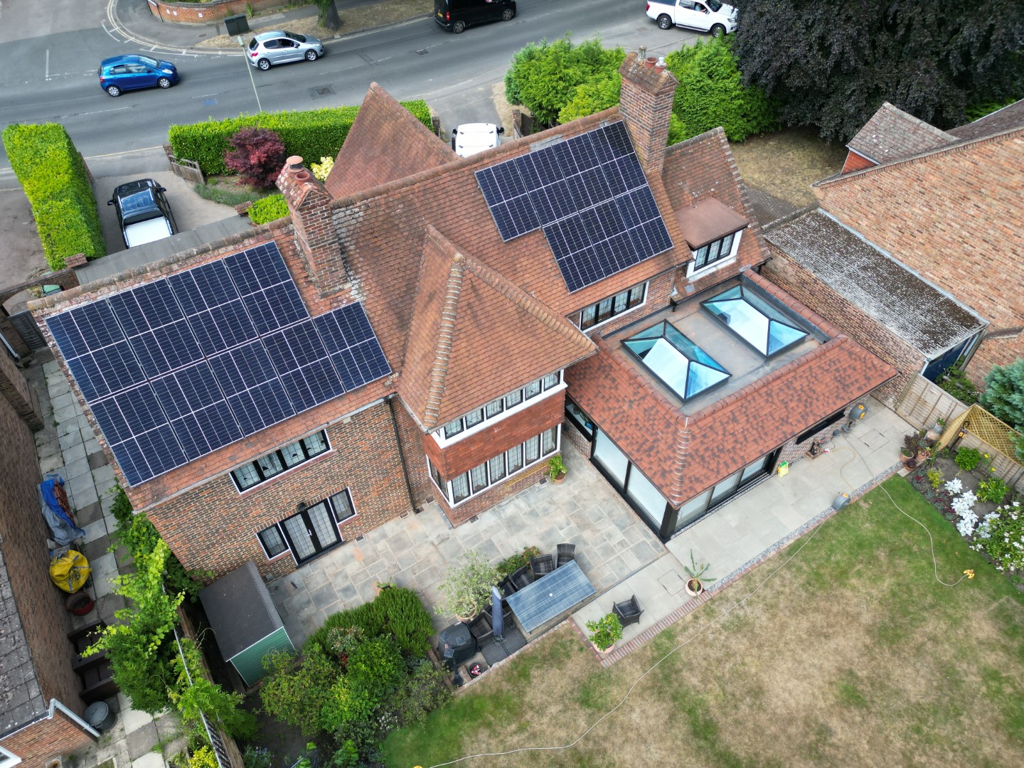 Solar power and penal installation by Powercor at a residential property in Woking, Surrey