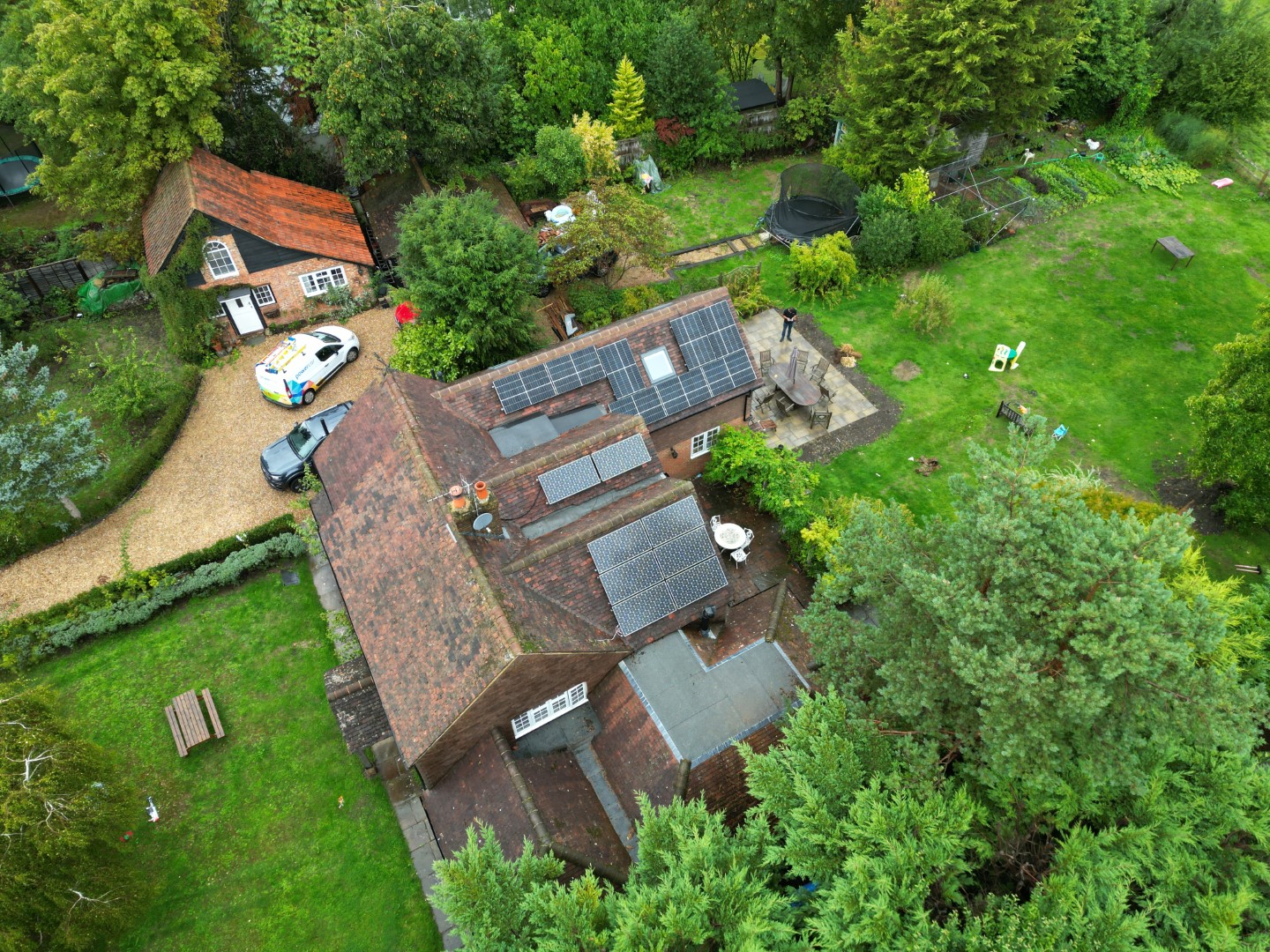 Solar power and panel installation by Powercor at a residential property in Clandon, Surrey